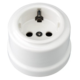 Cajón de cerámica retro blanco, enchufe tipo F