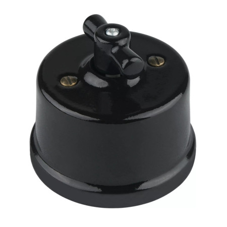 Ceramic Rotary Switch Retro, Black in Porcelain Design