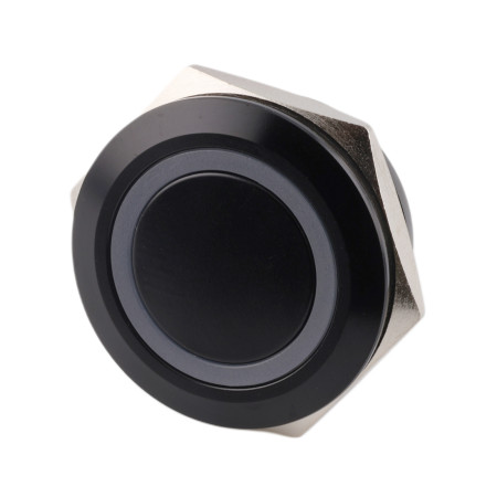 Przełącznik metalowy LED RGB 25mm czarny, 12-24V IP65