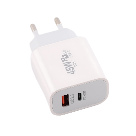SOC45W-A+C gyorstöltő PD/QC, fehér, 45W