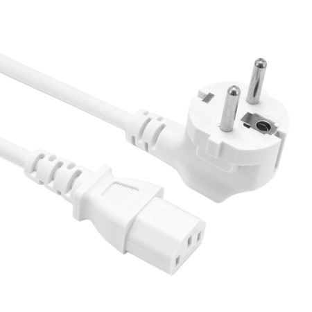 Vit strömkabel C13 till Schuko E, 1,5m