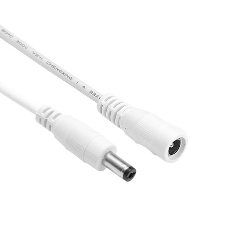 Przewód przedłużający DC 5,5x2,1 mm biały – długość 1/3/5 m