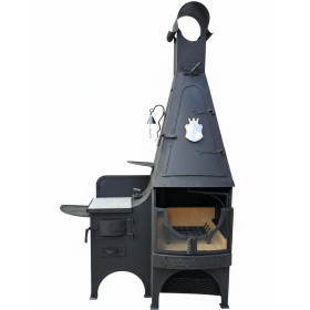 3-in-1 Garden Fireplace with Baking Stone and Smoker