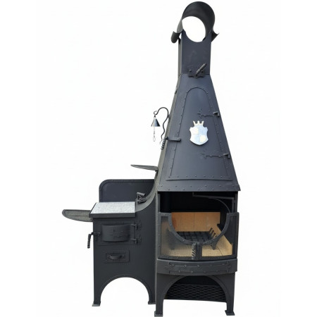 3-in-1 Garden Fireplace with Baking Stone and Smoker