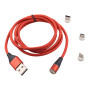 Magnetyczny kabel USB 3w1, czerwony – szybkie ładowanie
