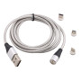 Cable USB magnético de carga rápida 3 en 1 plateado