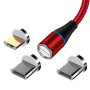 Magnetisches 3in1 USB-Schnellladekabel in Rot, 1m oder 2m