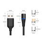 Cablu USB magnetic cu încărcare rapidă 3 în 1, negru