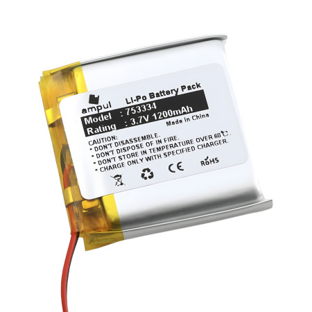 Li-Pol battery 1200mAh, 3.7V, 753334 with JST connector