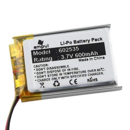 Li-Pol batéria 600mAh, 3.7V, 602535, 3pin - Bez pamäťového efektu