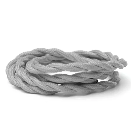 Retro kabelspiral, tråd med textilöverdrag 2x0.75mm, grå