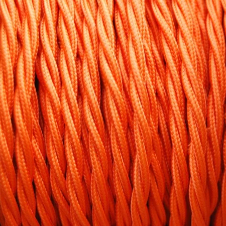 Retro kabelspiral, tråd med tekstilkappe 2x0.75mm, orange