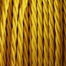 Retro-Kabelspirale, Draht mit Textilummantelung 2x0,75mm, gelb