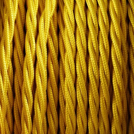 Espiral de cable retro 2x0,75mm amarillo con cubierta textil