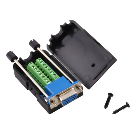 Conector D‑SUB DE15 mamă, 15 pini, terminale șurub