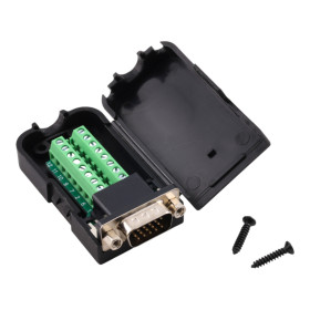 Conector D-SUB DE15 (DB15) tată cu borne șurub