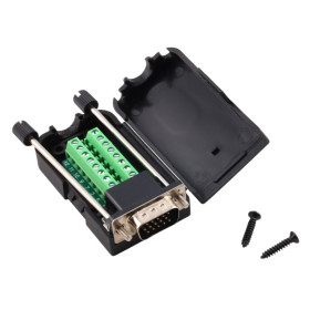 Conector D-SUB DE15 tată, 15 pini, borne cu șurub