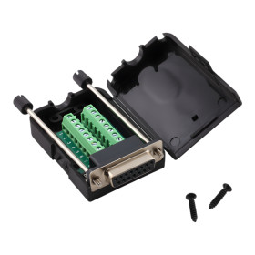 DB15/DE15 D‑SUB naarasliitin ruuviliittimellä, 15‑pin