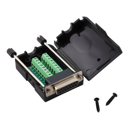 DB15 (DE15) D-SUB hunstik med skrueklemme, 15-pin