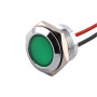 Indicator LED metalic 16 mm, argintiu, cu fire, IP65