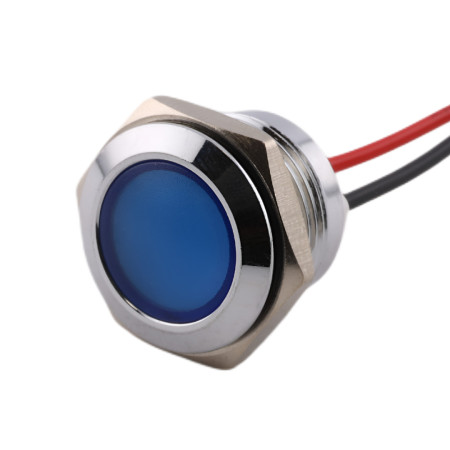 LED kontrolka kovová 19mm, stříbrná, různé barvy