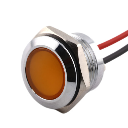 Lampka kontrolna LED metalowa 19 mm, srebrna, IP65