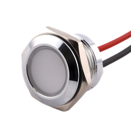 Luz indicadora LED metálica 19mm, IP65, color plata