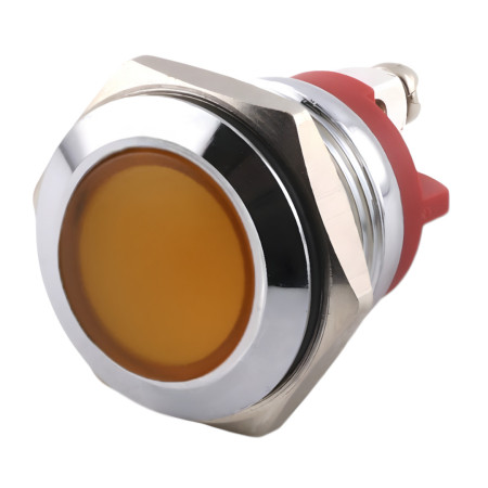 Lampka kontrolna LED 19 mm, metalowa, IP65, srebrna