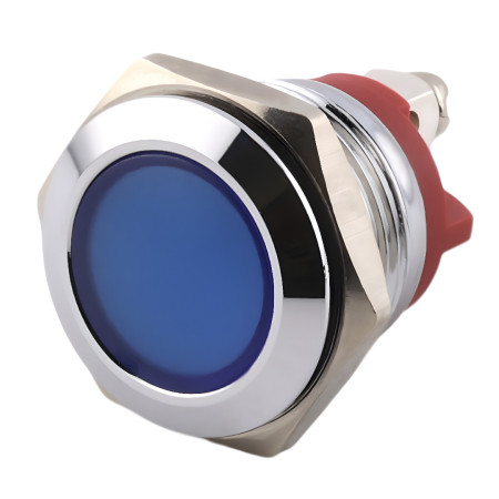 LED indicator metal, 19mm mounting, silver, 5 colors