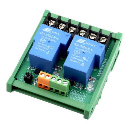 Relè 2 canali SLA-12VDC-SL-C, 30A, guida DIN, isolamento ottico