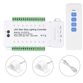 LED ovladač pro 16 schodů s PIR senzory a ovladačem