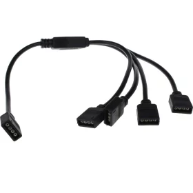 Rozbočka kabelová pro RGB pásky, černá, 4x výstup, AMPUL.eu