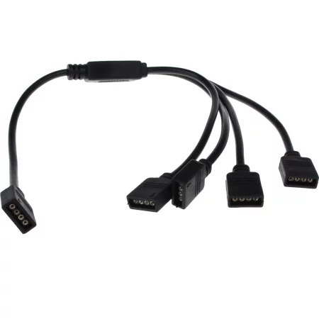 Kabelsplitter für RGB-Bänder, schwarz, 4x Ausgang, AMPUL.eu