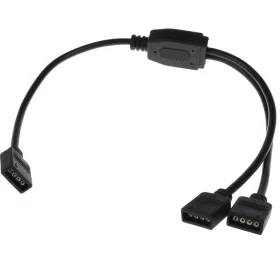 Separator de cablu pentru benzi RGB, negru, 2x ieșire, AMPUL.eu
