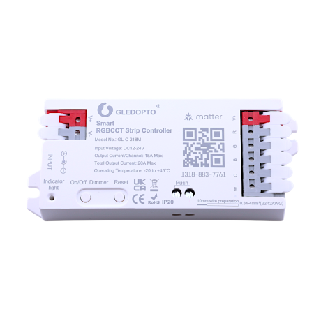 Gledopto GL-C-218M – sterownik LED RGBCCT WiFi Matter