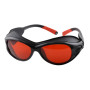 Protective glasses blocking laser beams with wavelengths of 190-550nm and 800-1100nm.