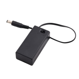 Batteriboks med ON/OFF-knap til 9V batteri, IP20, sort