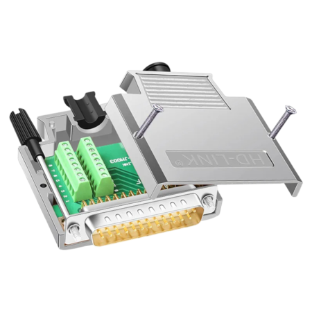 D-SUB DB25 kabelkontakt hane i metall med skruvlock
