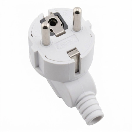 Rewireable EU mains plug 16A 250V 2P+PE white/black