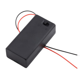 Battery box for 4 AA batteries with cover and switch, 6V DC