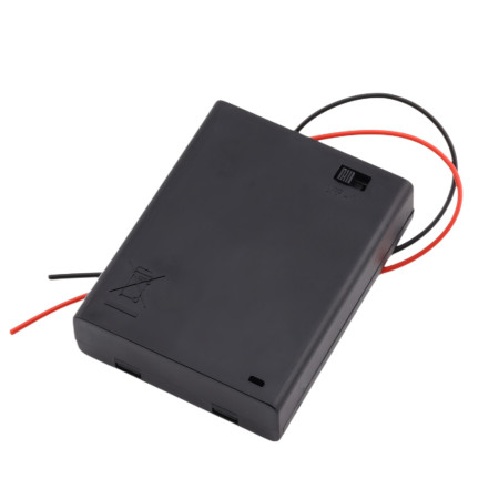 Kutija za baterije za 4 AA baterije s poklopcem i prekidačem, 6V DC
