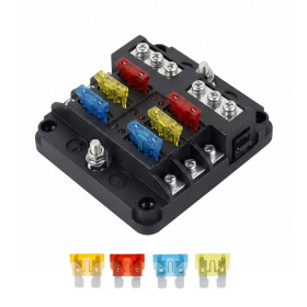 Säkringsblock QR1714 för 6 flatsäkringar, 32 V DC till bil