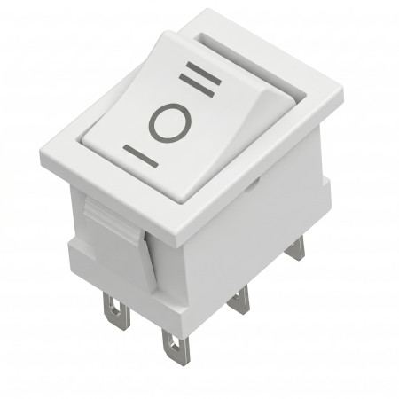 Rocker Switch KCD1 ON-OFF-ON White 250V/6A 6-Pin