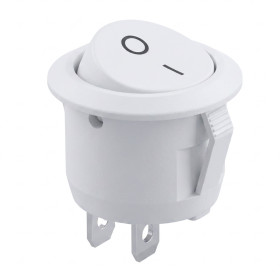 Wyłącznik kołyskowy okrągły KCD1, 19mm, 250V/6A, biały, 2-biegunowy