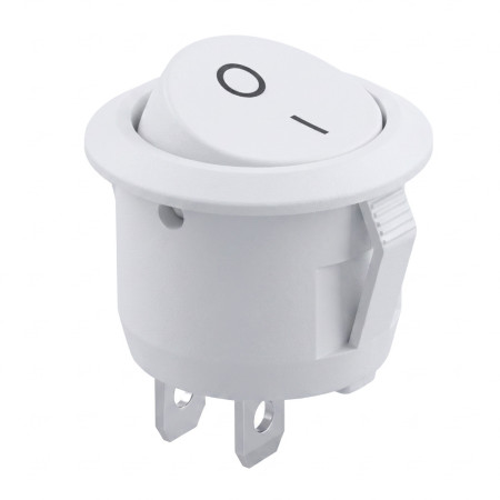 Okrugla preklopna sklopka KCD1, 19mm, 250V/6A, bijela, 2-pinska