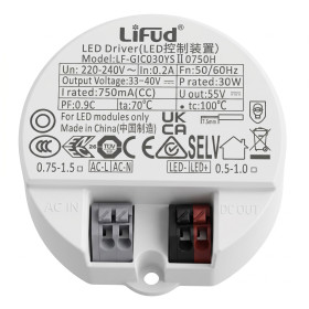 Strømforsyning LiFud 30 W, 33-40VDC, 750 mA til LED