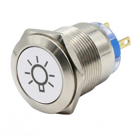 Hopeinen metallikytkin punaisella taustavalolla 22mm