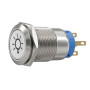 Comutator metalic argintiu cu iluminare roșie 22mm IP65 12V