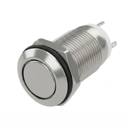 Tlačidlový spínač s aretáciou, strieborný, 10mm, IP65