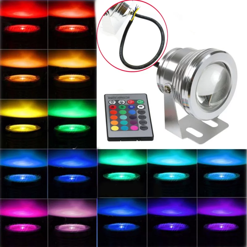 LED-Strahler wasserdicht silber 12V, 10W, RGB